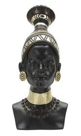 Estatua mujer masái tocado y joyas decorativas