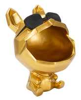 Figura de perro diseño de dibujos animados, soporte dorado