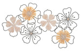 Panel de pared decorativo 3D de metal y madera con flores