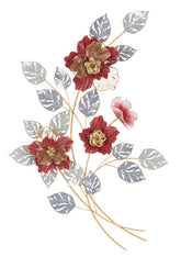 Panel de pared decorativo de metal 3D, flores y hojas de colores vivos