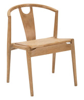 Silla de madera estilo japonés con asiento de ratán tejido