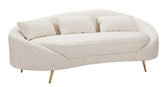 Sofá de 3 plazas Oslo Tela beige patas de metal dorado