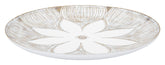 Bandeja decorativa redonda Atenas de poliresina color Blanco y motivos dorados