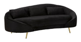 Sofá de 3 plazas Oslo Tela Negra patas Metal Dorado