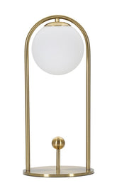 Lámpara de mesa Glamy Metal dorado Pantalla de cristal blanco