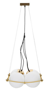 Suspension géométrique JAPON métal doré et verre blanc