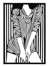 Panel decorativo de pared 3D metal Negro Chica a rayas
