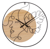 Reloj de pared redondo de metal y madera