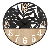 Reloj de pared redondo de metal y madera Palm