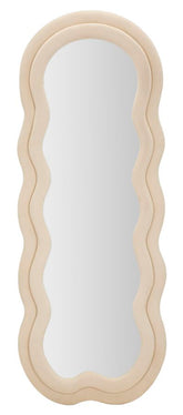 Miroir mural Miki en bois recouvert de tissu Velours Crème