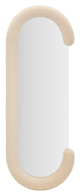Espejo de pared Chantal, marco de madera, tejido de terciopelo crema