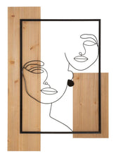 Panel de pared decorativo 3D de metal y madera con caras modernas