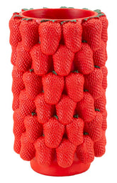 Jarrón de resina fresas rojas