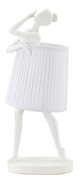 Lámpara de mesa Ballet Resina blanca pantalla de tela blanca