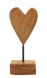 Escultura de corazón de teca reciclada