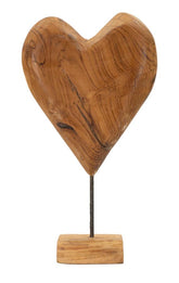 Escultura de teca reciclada con forma de corazón