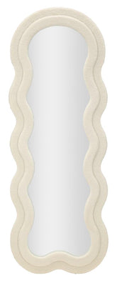 Espejo de pared Teddy Tejido rizado Crema marco de madera