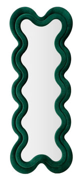 Espejo de pared Monica marco de madera Terciopelo Verde