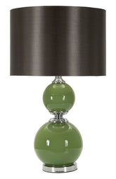 Lámpara de Mesa Eva Cristal Verde y Terciopelo Negro