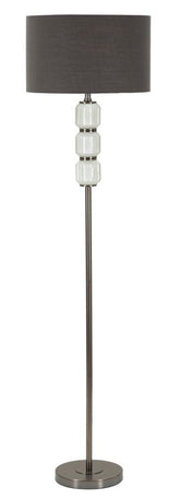 Lámpara de pie Bright One Vidrio Blanco y Terciopelo Gris