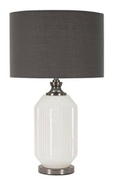 Lámpara de mesa Brighty Cristal Blanco pantalla Terciopelo Gris