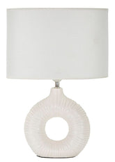 Lámpara de mesa Seta blanca pantalla tejido blanco