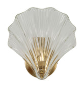 Aplique de pared de cristal y metal dorado con forma de concha