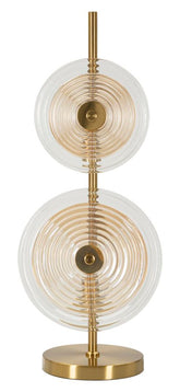 Lámpara de mesa Venice metal dorado pantalla de cristal decoraciones en relieve