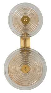 Aplique de pared de metal dorado con pantallas de cristal decoradas