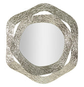 Espejo de pared redondeado Aury de metal plateado