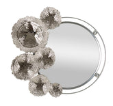 Espejo de pared Kandi de metal plateado con decoración floral