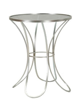 Mesa redonda Trixy de metal plateado con tablero de cristal templado