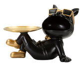 Estatua perro con bandeja dorada y patas Negras
