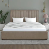 Cama canapé Astris con somier de terciopelo topo de 180 cm