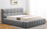 Canapé-cama Carita con bordes acolchados 140x190cm tela gris oscuro