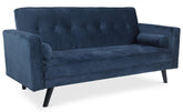 Sofá cama convertible Allia terciopelo azul escandinavo