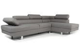 Sofá esquinero Annalo con reposacabezas elevables en tela gris