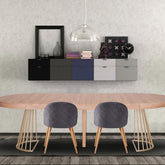 Mesa redonda extensible Atlon roble claro patas oro