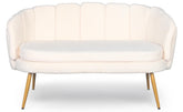 Sofá redondo de 2 plazas Arneris de tela bouclé beige