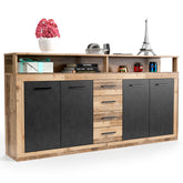 Aparador Bamat de 4 puertas y 4 cajones estilo industrial, roble y gris, 190 cm