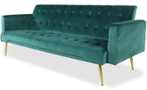 Sofá cama Babaris de terciopelo verde convertible