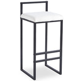 Taburete de bar de metal negro Brillo y tejido bouclé crema