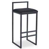Taburete de bar Brillo de metal negro y terciopelo negro