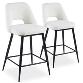 Lote de 2 taburetes de bar de metal negro Brady y tela bouclé crema