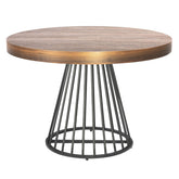 Mesa extensible redonda de madera color avellana con patas negras