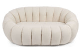 Canapé 2 Places design coquillage Horizan Tissu bouclette Crème