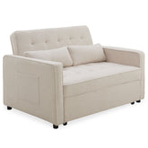 Canapé convertible 2 places Komaria Tissu bouclette Crème