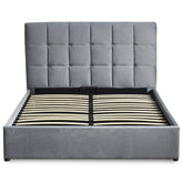 Cama doble con base elevable Babrin 180x200 cm terciopelo plateado