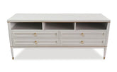 Meuble TV Bais 4 tiroirs beige clair et or
