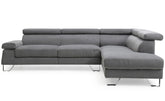 Canapé d'angle avec têtières relevables Quentin Velours Gris Foncé